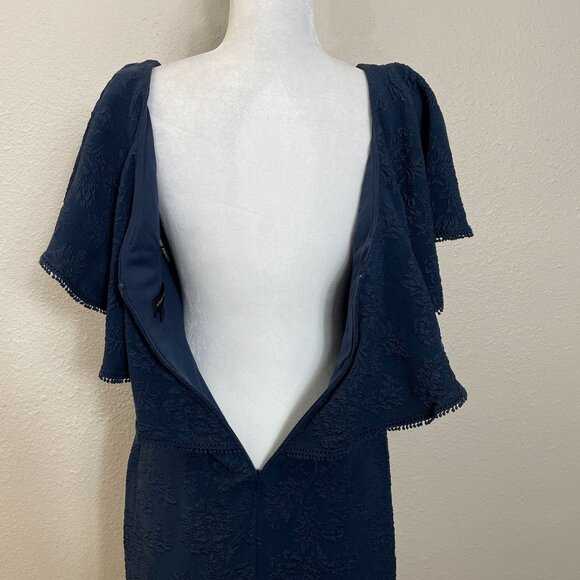 Tadashi Shoji Gown Dress 8 Size Kayla Ruffle Neckline Jacquard Textured … - Picture 6 of 10